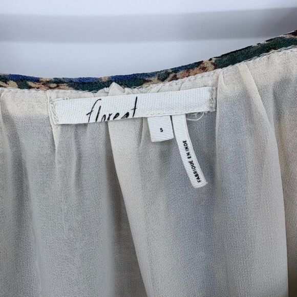 Anthropologie Floreat Patchwork Peasant Top, Sz Small, Bell Sleeves Beaded Trim - Picture 9 of 11